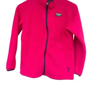L.L.Bean Kids Girls size large 12-14 Pink Fleece Jacket full zip